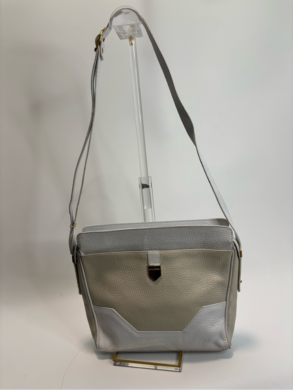 LANVIN ($1,500) White/Beige Medium Shoulder/Crossbody Bag AUTHENTIC